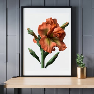 Beautiful Gladiolus Flower, AI art, Digital download, Printable floral art
