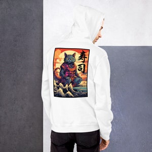 Sudadera con capucha unisex Sushi Cat Samurai