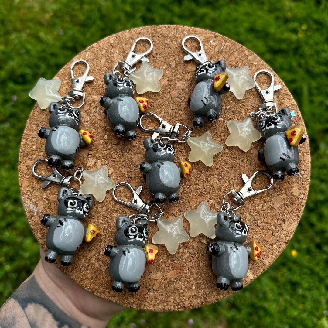 Snacky Raccoon | Handmade | Polymer Clay Keychain - Etsy