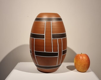 A West German Fat Lava Vase Made by Walter Becht. the Vase is Dark