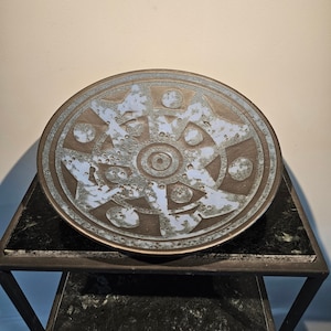 Mid-century fat lava plate West German pottery, Carstens Ankara blue and black. Excellent condition