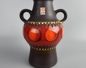 A West German Fat Lava Vase Made by Walter Becht. the Vase is Dark