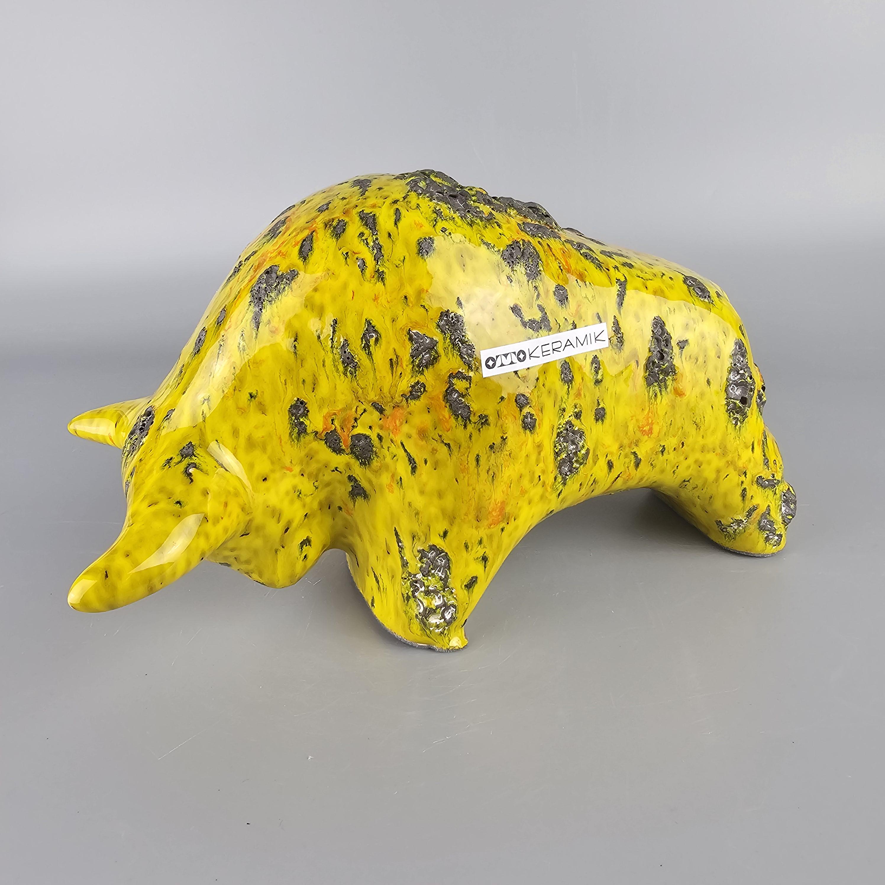 Otto Keramik Bull – Yellow and Orange Glaze – Ceramic – Exclusive
