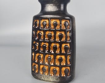 Vintage East German Fat Lava vase. VEB Haldensleben, form number 3090/C. brown. WGP / MCM / 1960 / 1970.