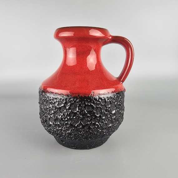 Vintage West German Fat Lava Vase. Jopeko, Red and Black. WGP