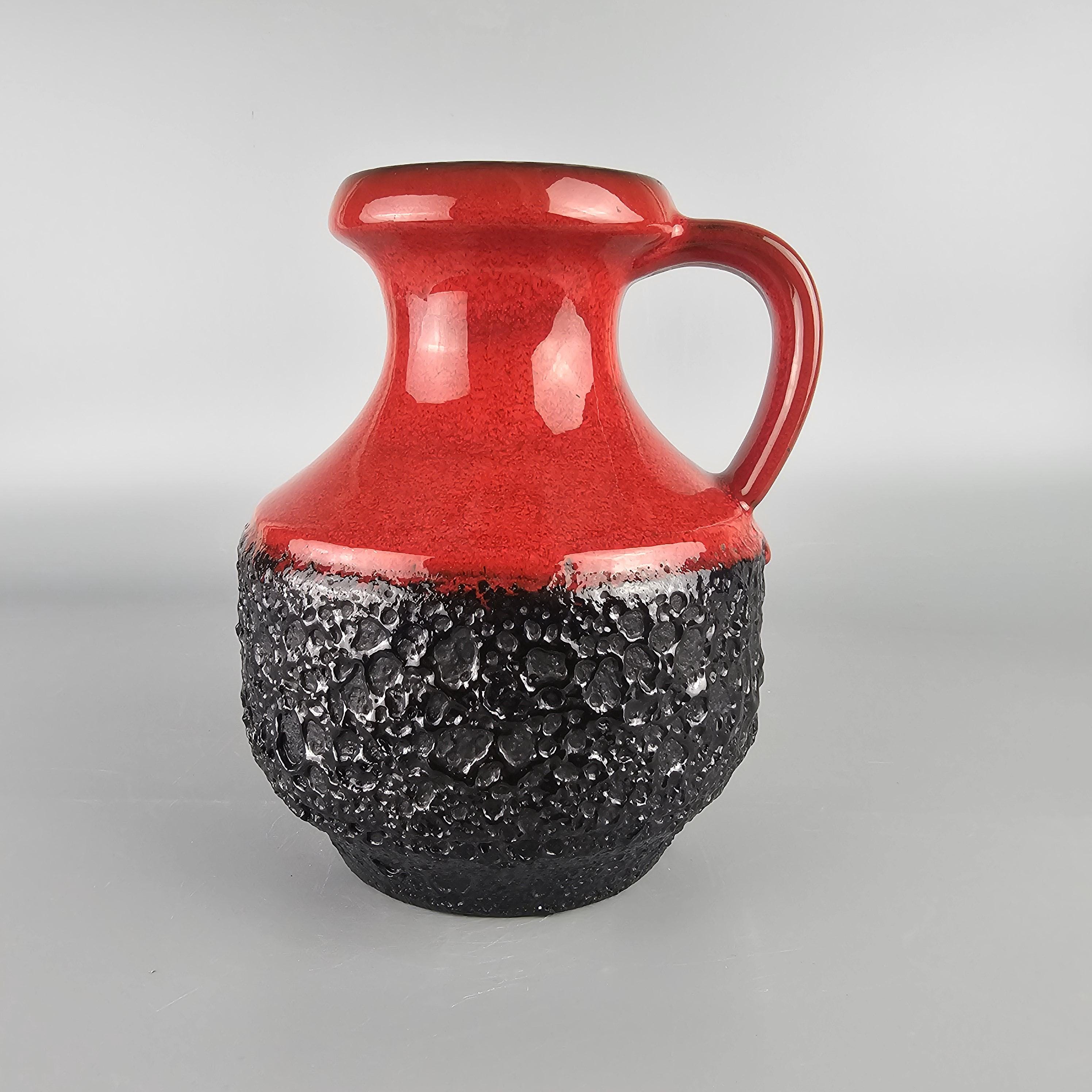 Vintage West German Fat Lava Vase. Jopeko, Red and Black. WGP