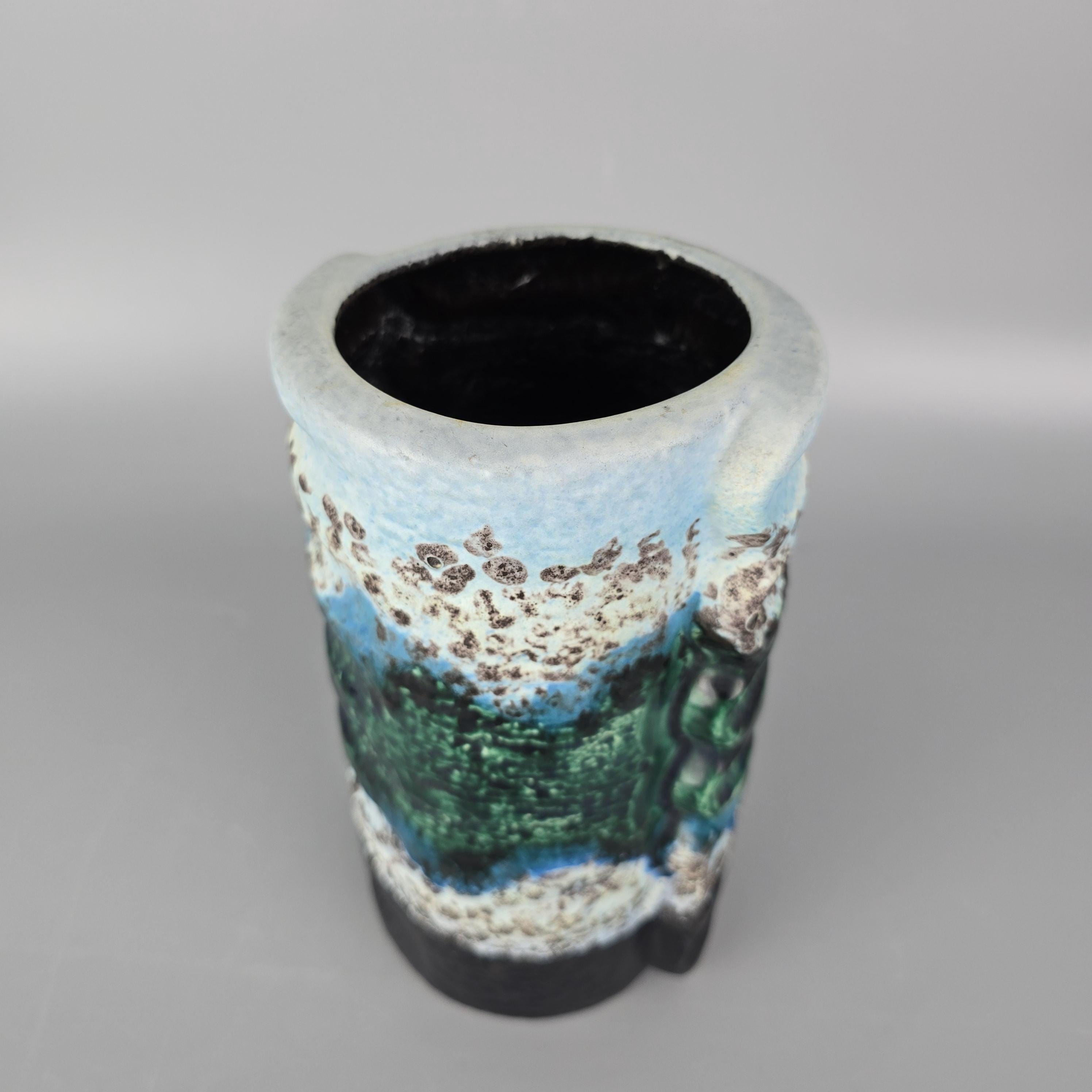 Vintage West German Fat Lava Vase. Dumler & Breiden, Relief Model