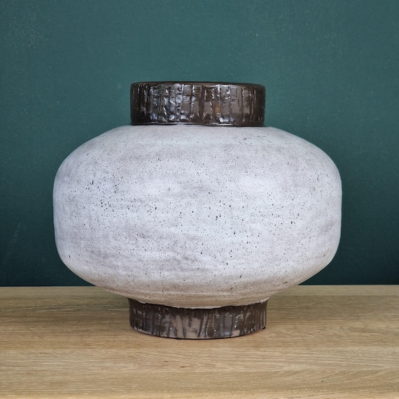 Vintage West German Fat Lava Vase. Carstens Tonnieshof, Gray and