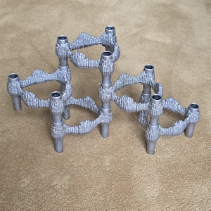 Set of 5 modular metal candlesticks. Quist Nagel (variomaster), West Germany. Vintage candle holders. STOFF Nagel. Matte finish.