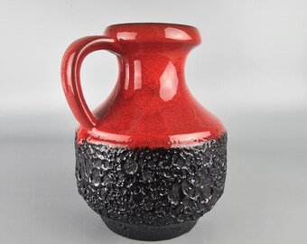 Vintage West German Fat Lava Vase. Jopeko, Red and Black. WGP