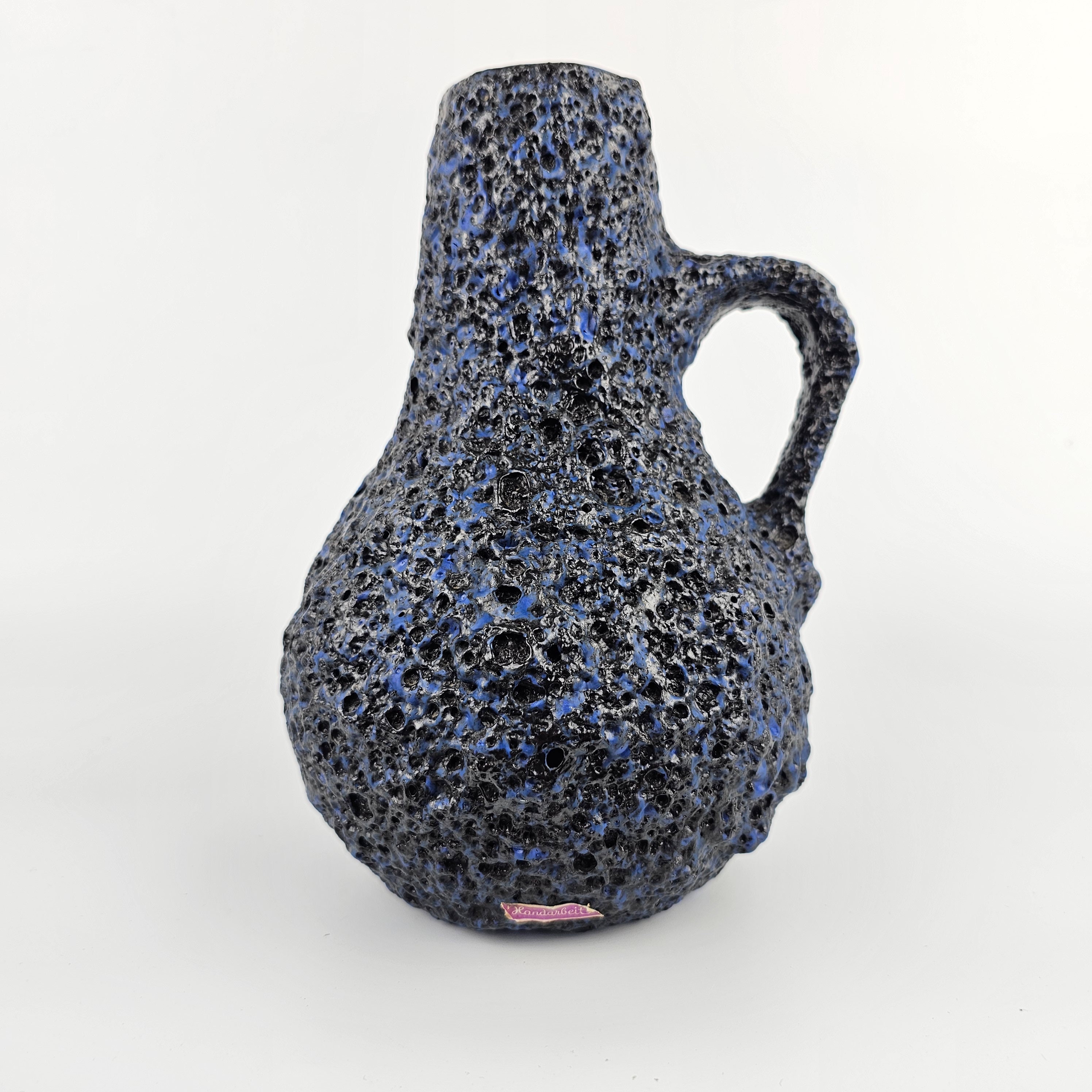Kreutz Keramik社製  fat lava 花器 Vintage KREUTZ KERAMIK Red Black Handled Fat Lava Vase West
