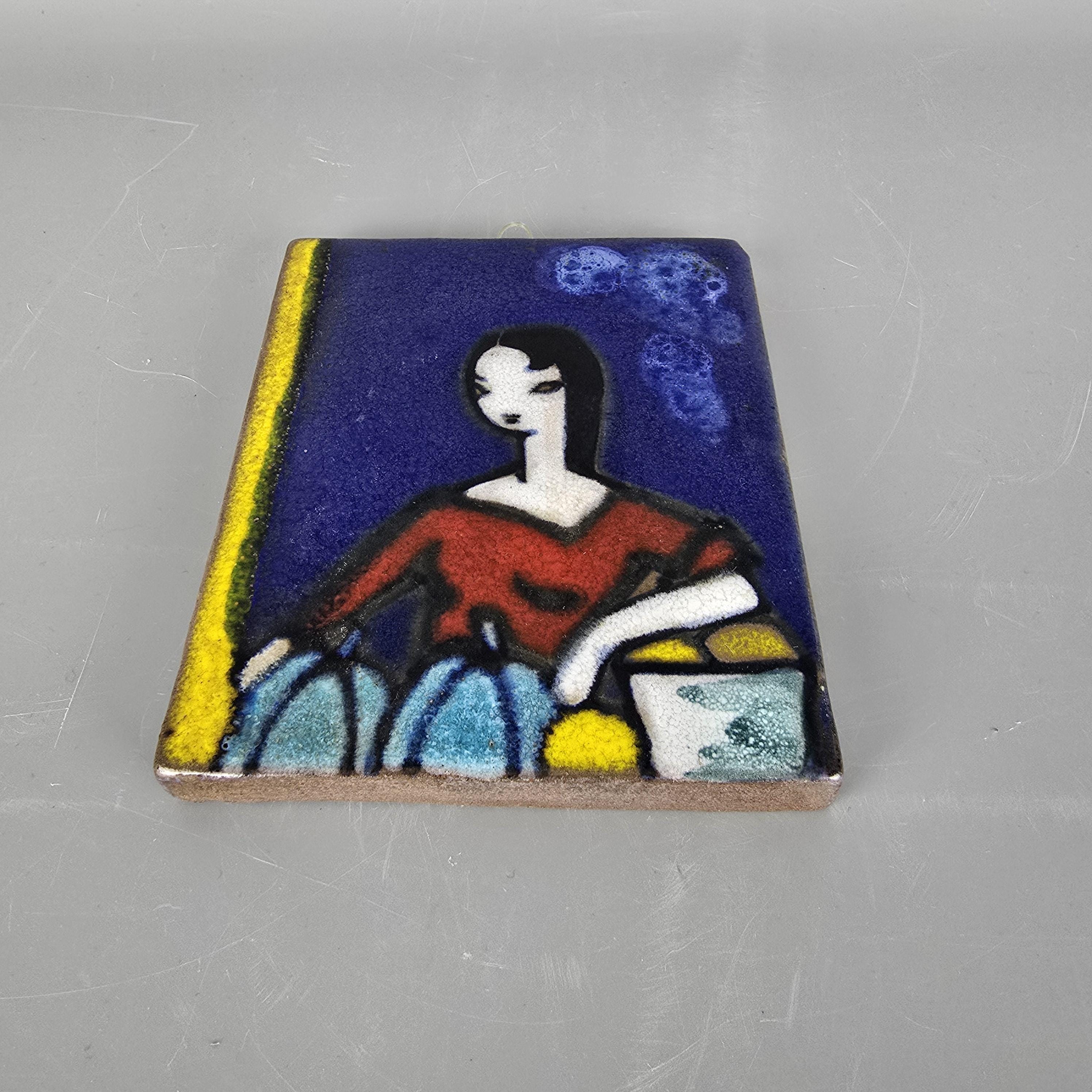 Vintage West German Fat Lava Wall Plaque. Ruscha, Blue With an