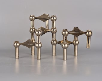 Four Stoff Nagel Candle Holders Vintage 1960s Modular Triangle Set