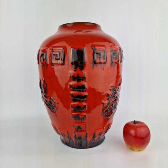 ウ*ー様 FAT LAVA 西ドイツ ヴィンテージ花瓶　 【Jopeko】 Jopeko製の西ドイツのヴィンテージFat Lava花瓶。色：赤と黒。WGP
