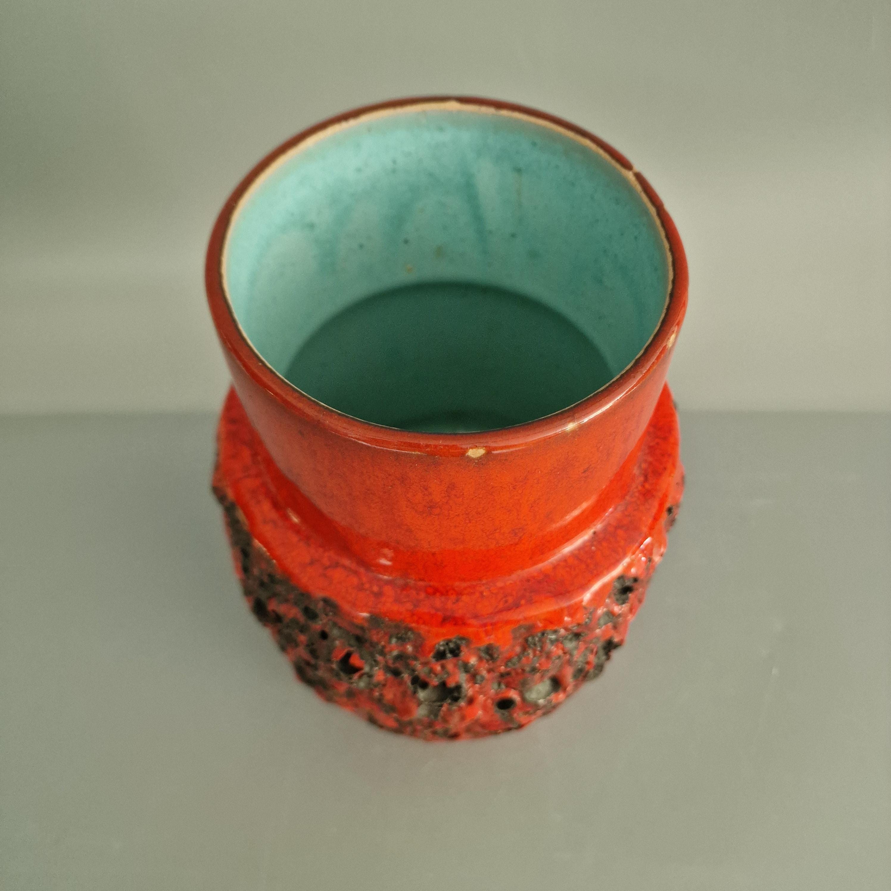 Vintage West German Fat Lava Vase Made by Otto Keramik. Colors