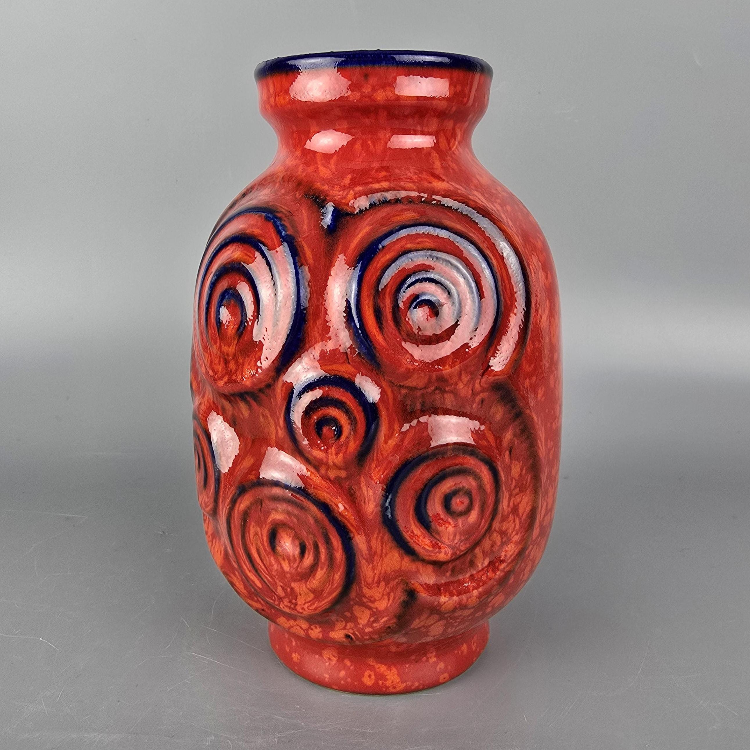 花瓶・フラワースタンド 1970s Tofej Hungary Fat Lava Orange Vase
