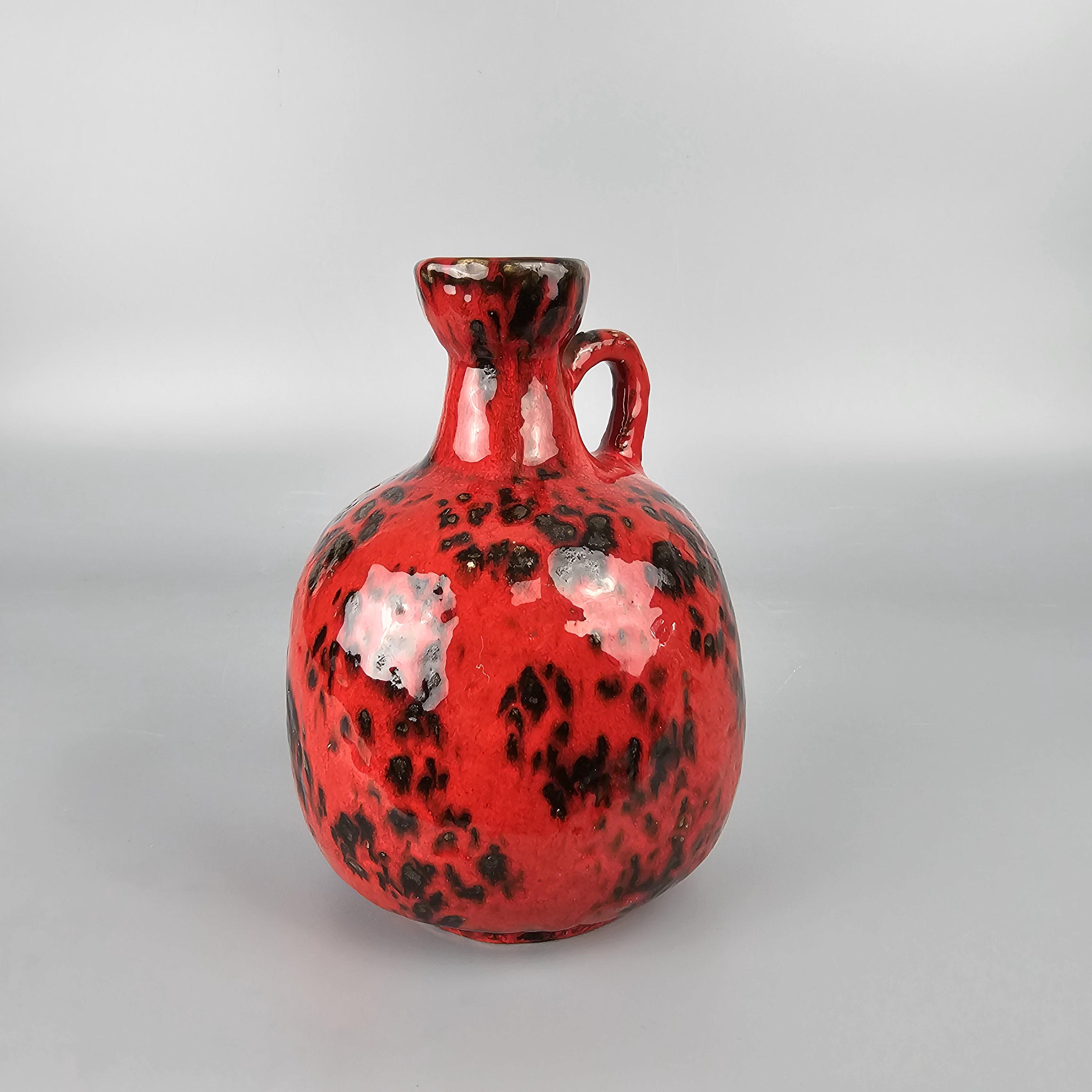 ビンテージの西ドイツの Fat Lava 花瓶。 Ruscha、フォーム番号333。赤