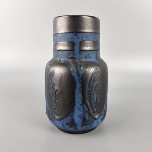 Vintage West German Fat Lava Vase. Carstens Tonnieshof. Blue and