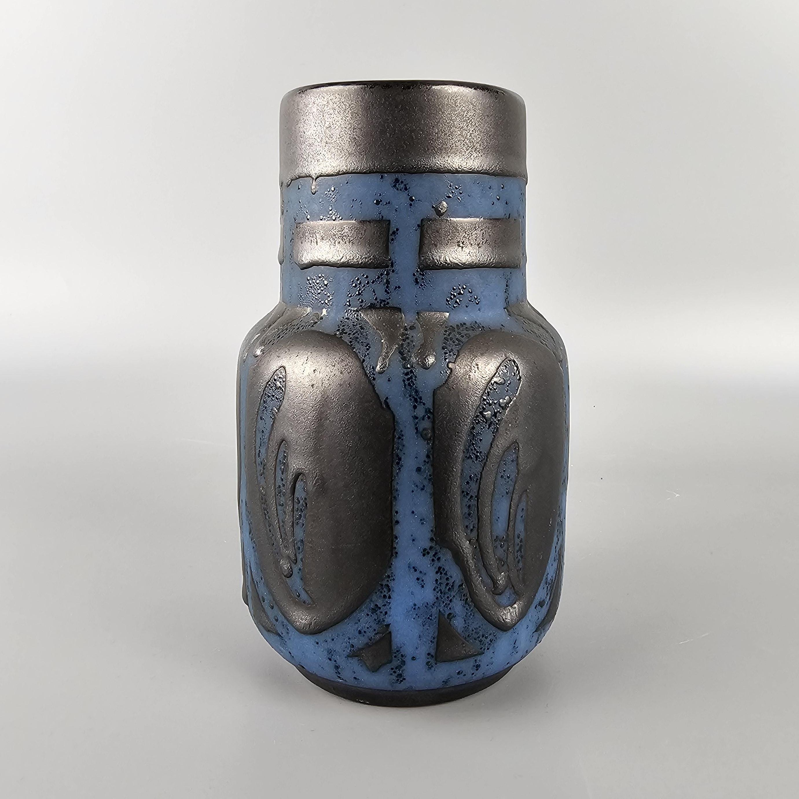 Vintage West German Fat Lava Vase. Carstens Tonnieshof. Blue and