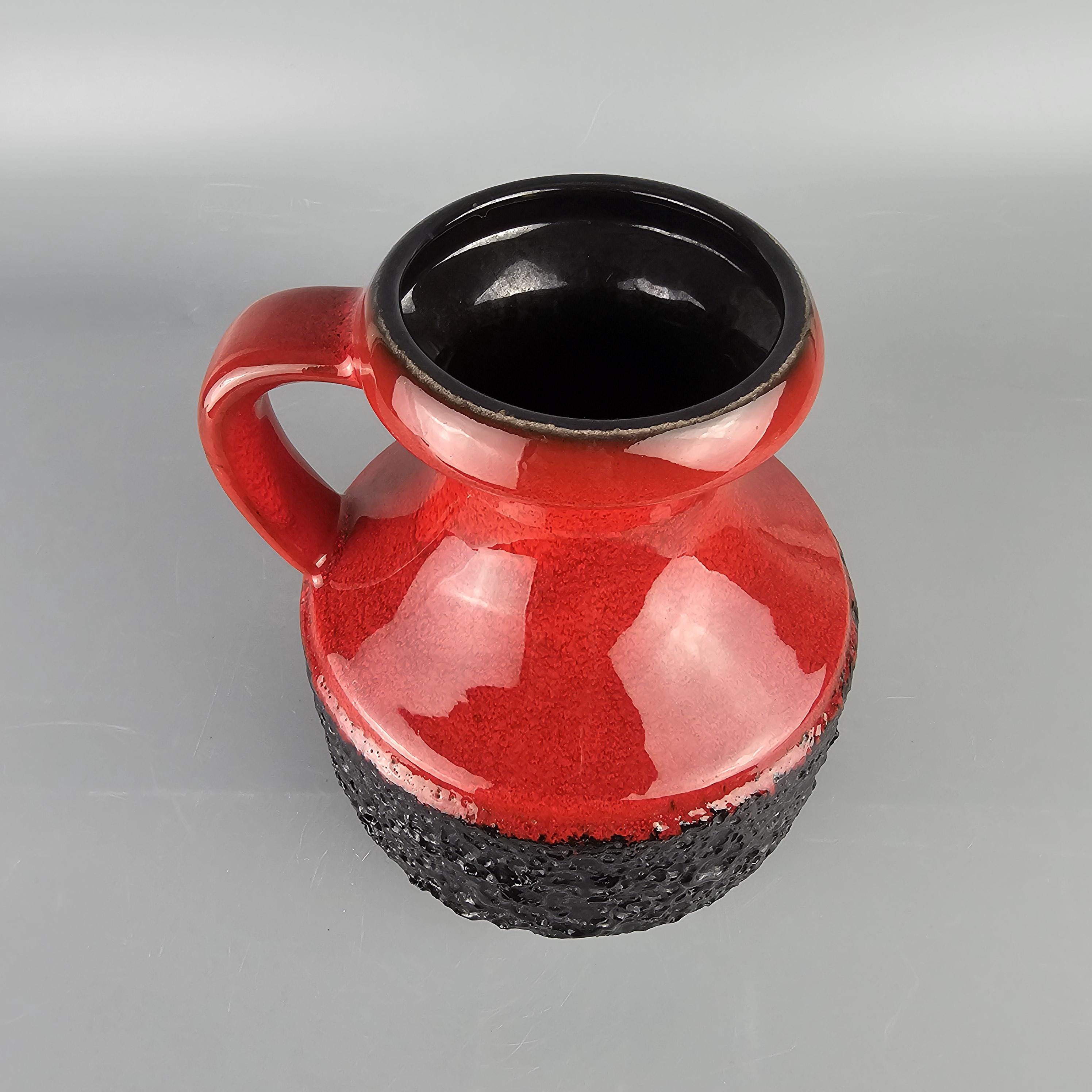 Vintage West German Fat Lava Vase. Jopeko, Red and Black. WGP