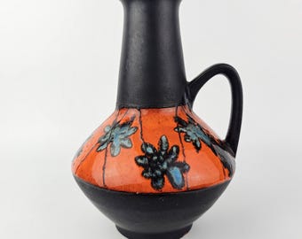 A West German Fat Lava Vase Made by Walter Becht. the Vase is Dark