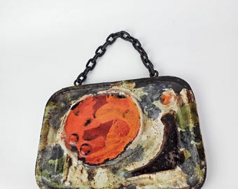 工芸品 Vintage Ruscha Fat Lava Wall Plate West German Fat Lava Wall Plate Made by Ruscha. Colors: Orange and