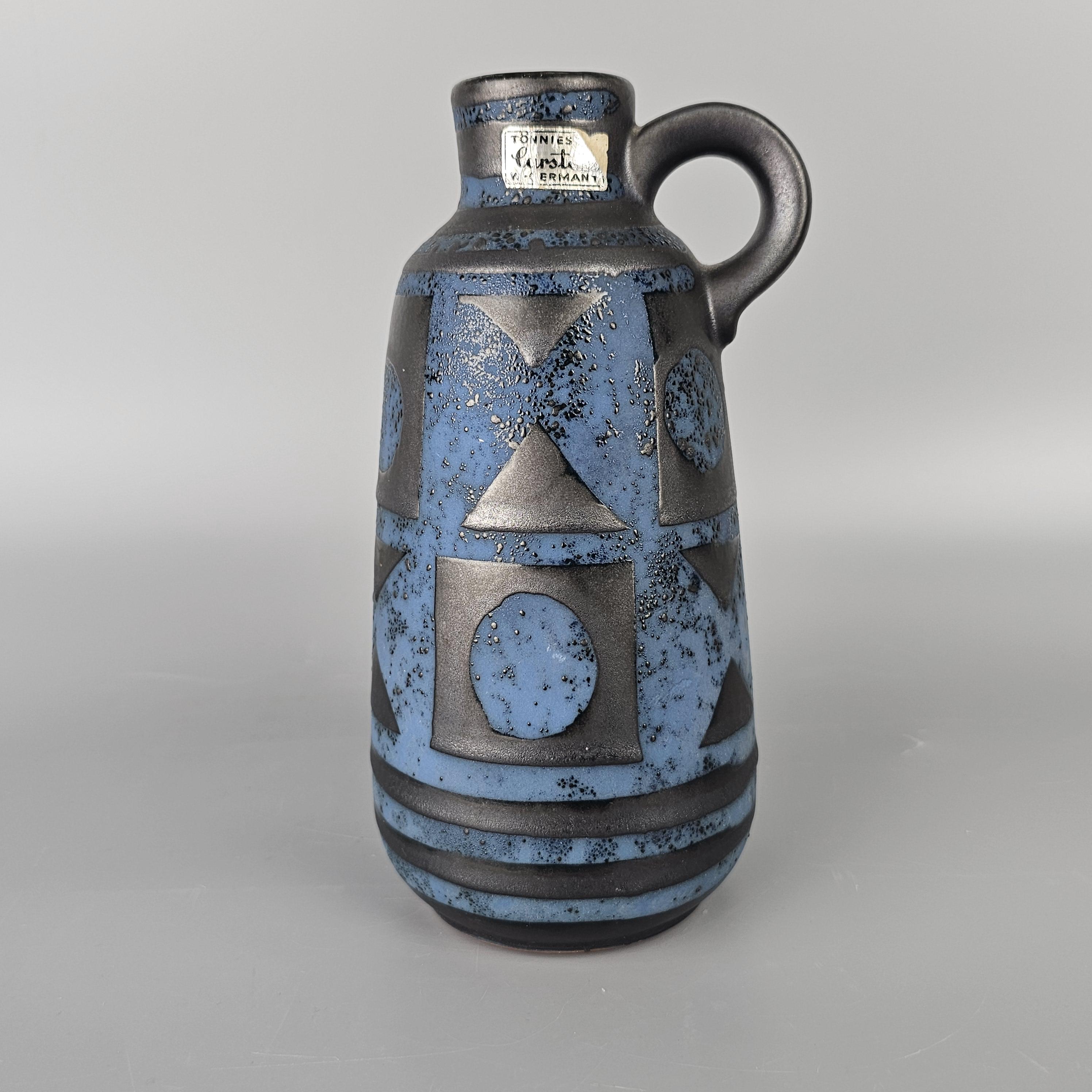 西ドイツのヴィンテージFat Lava花瓶。Carstens Tonnieshof製。青と