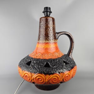 Large Vintage Orange Fat Lava Lamp Base, West German Pottery, Made