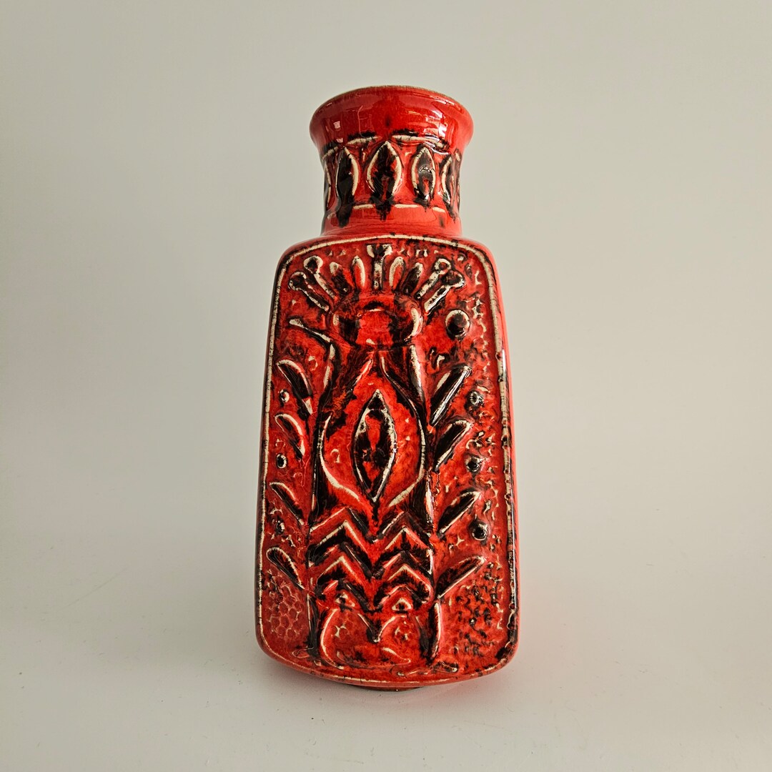 西ドイツ製ヴィンテージのファットラバ花瓶。Bay Keramik、品番96 20