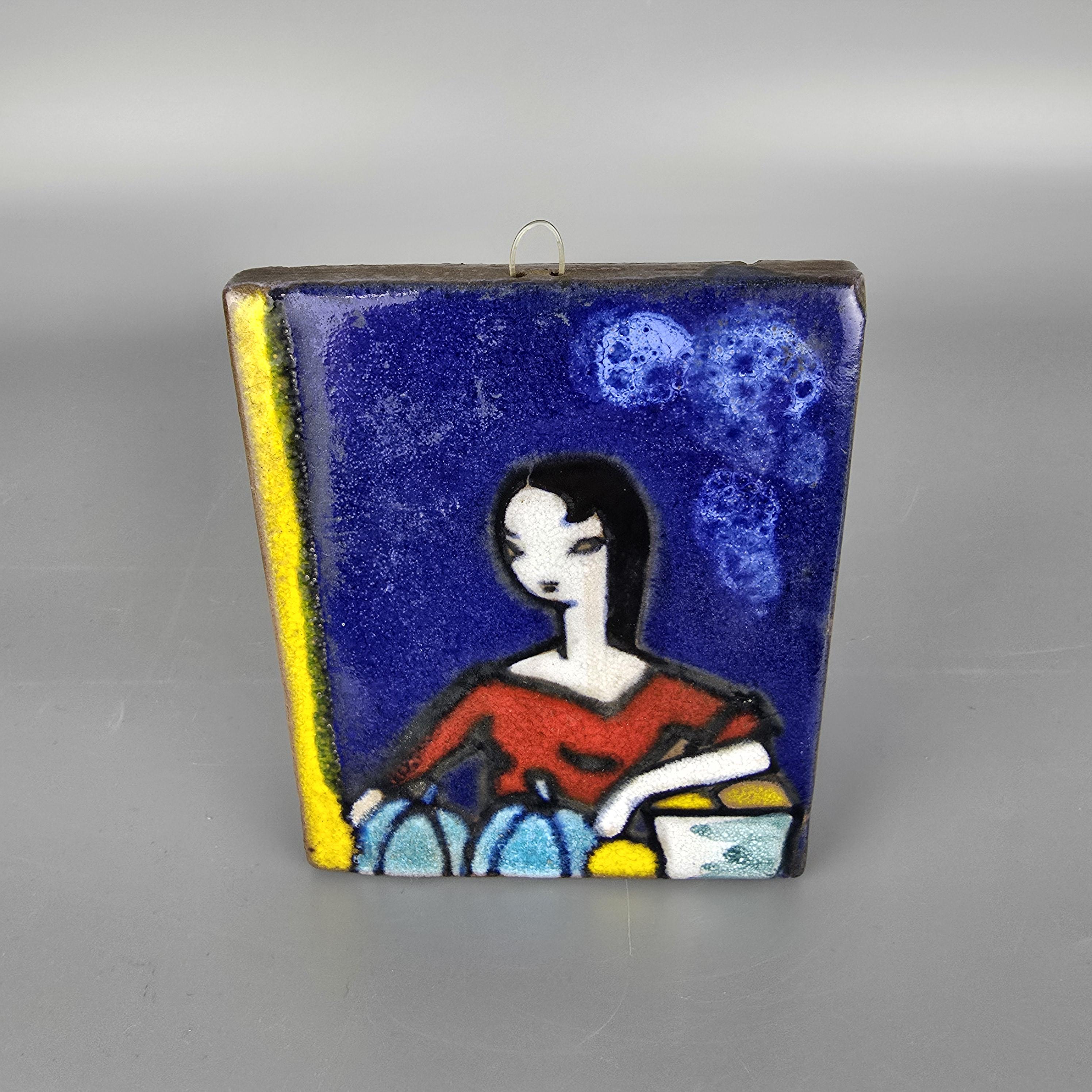 Vintage West German Fat Lava Wall Plaque. Ruscha, Blue With an