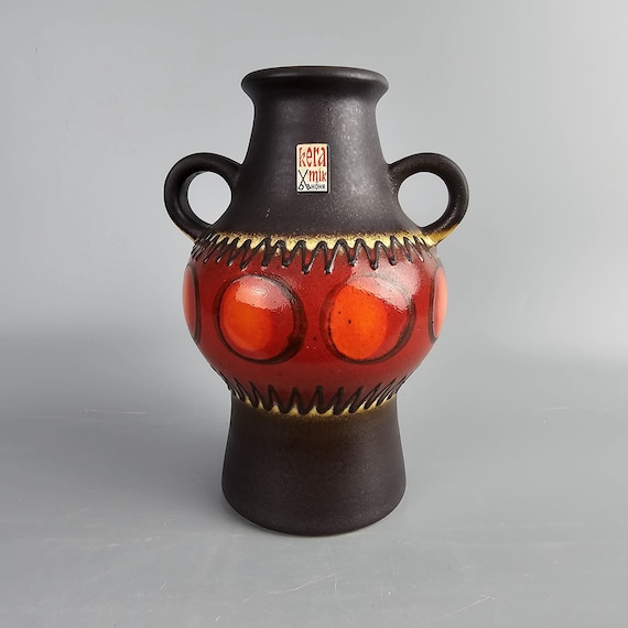 A West German Fat Lava Vase by Dumler & Breiden. the Vase is
