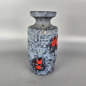 Vintage West German Fat Lava vase. Uebelacker / U-keramik, form number 1317/24. Blue and red. WGP / MCM / 1960/1970. Halidan Kutlu.