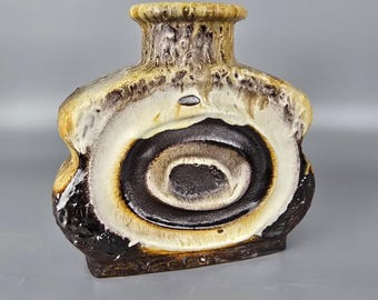 A West German Fat Lava Vase Made by Walter Becht. the Vase is Dark