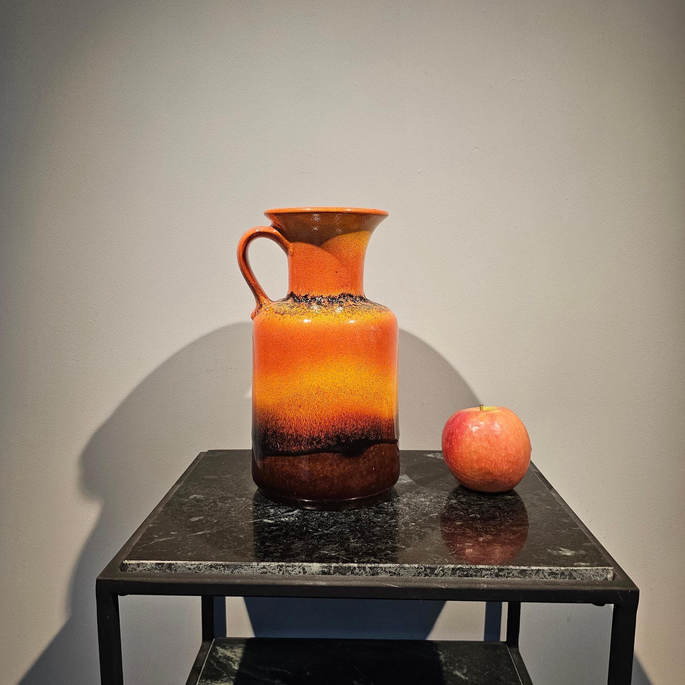 ゆううつ様fat lava JASBA N602-12-14 Fat Lava Vase West German Pottery, Jasba N602 12 25, Orange