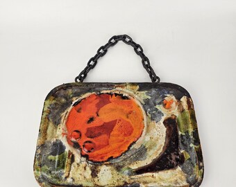West German Fat Lava Wall Plate Made by Ruscha. Colors: Orange and