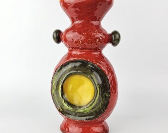 A West German Fat Lava Vase Made by Walter Becht. the Vase is Dark