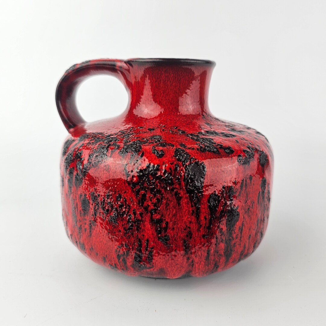 工芸品 70s Fat Lava wave Vintage West German Fat Lava Vase Made by Gräflich Ortenburg