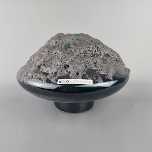 Dark green fat lava UFO vase by Otto Keramik. German pottery.