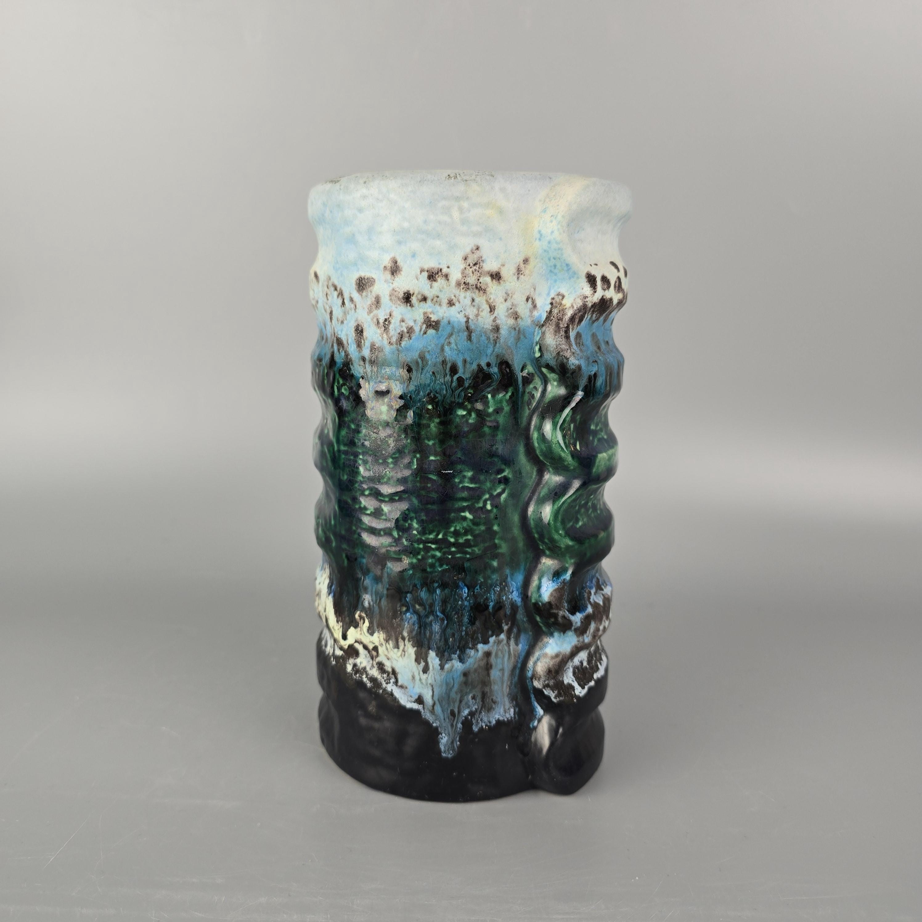 Vintage West German Fat Lava Vase. Dumler & Breiden, Relief Model
