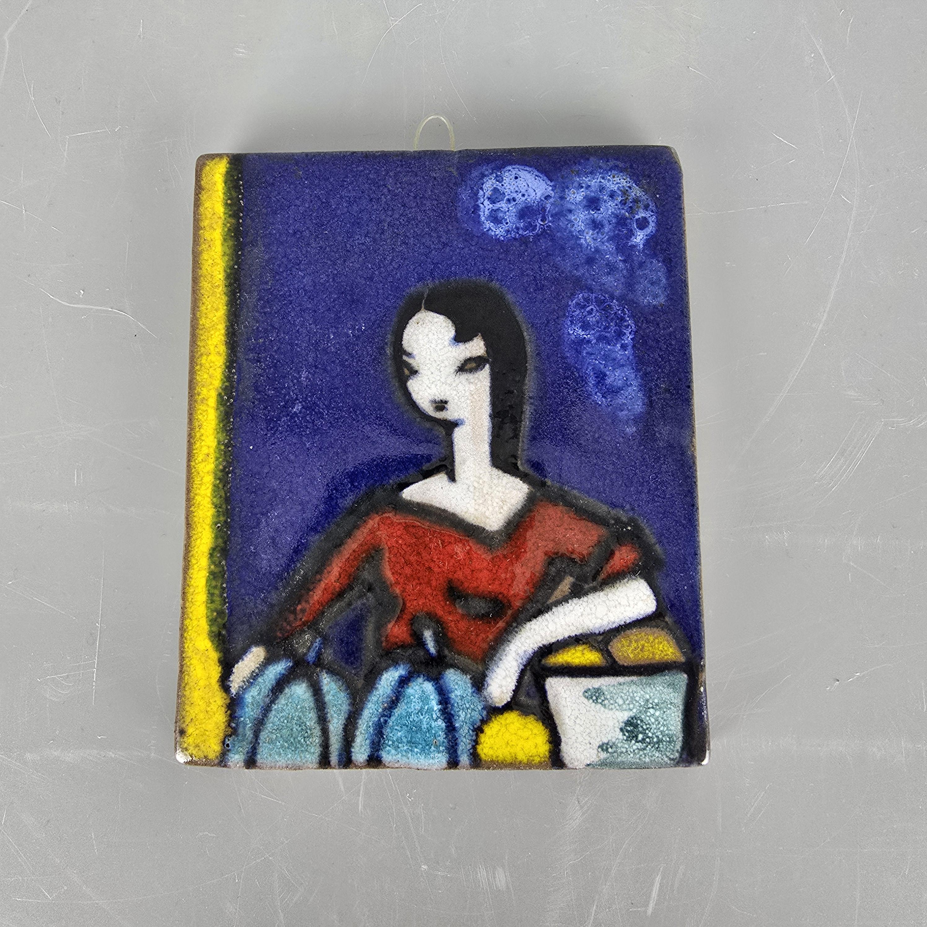 Vintage West German Fat Lava Wall Plaque. Ruscha, Blue With an