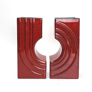 Set vintage di 2 vasi della Germania Ovest. Pan Keramik, rosso. WGP / MCM / 1960 / 1970. Design di Cari Zalloni.