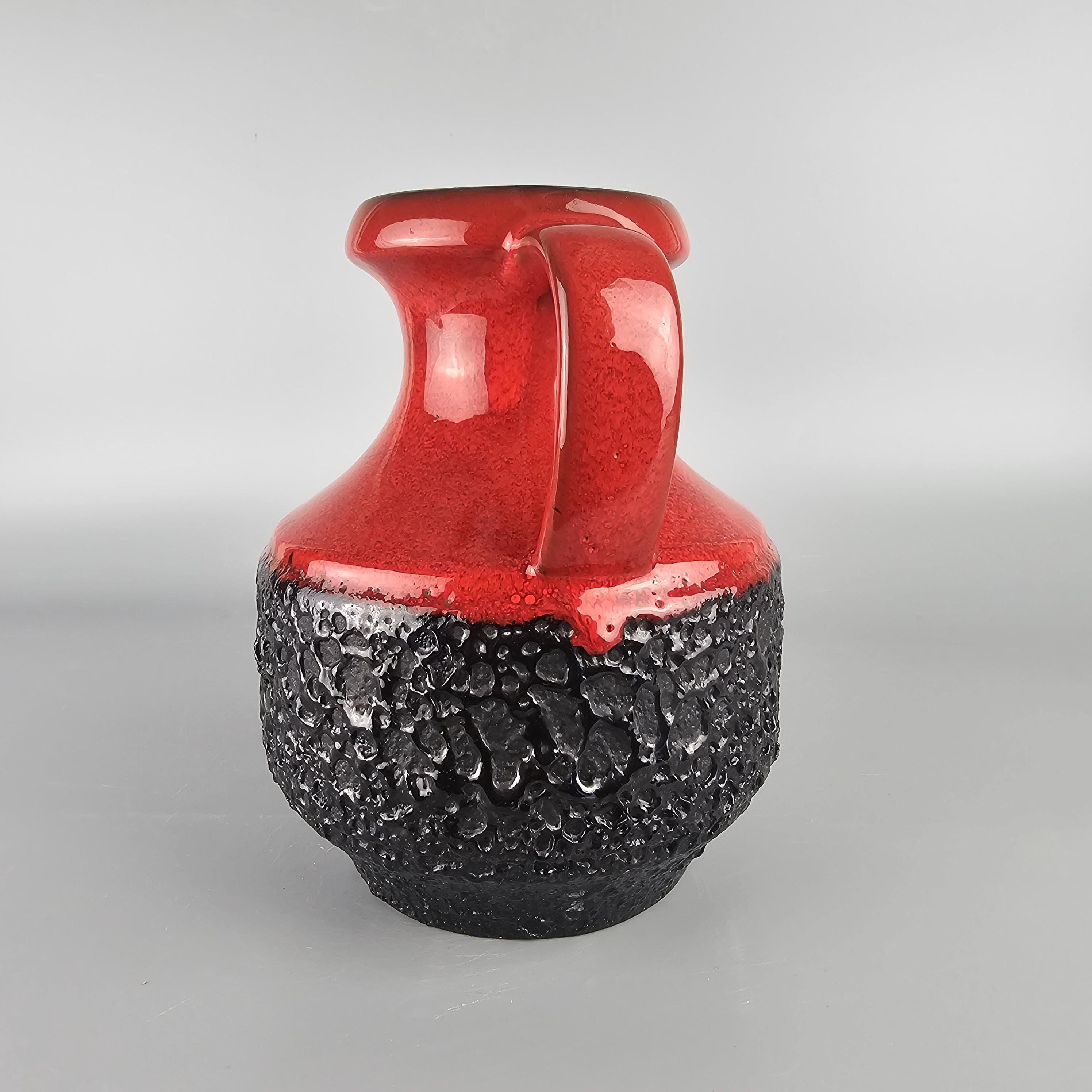 Vintage West German Fat Lava Vase. Jopeko, Red and Black. WGP