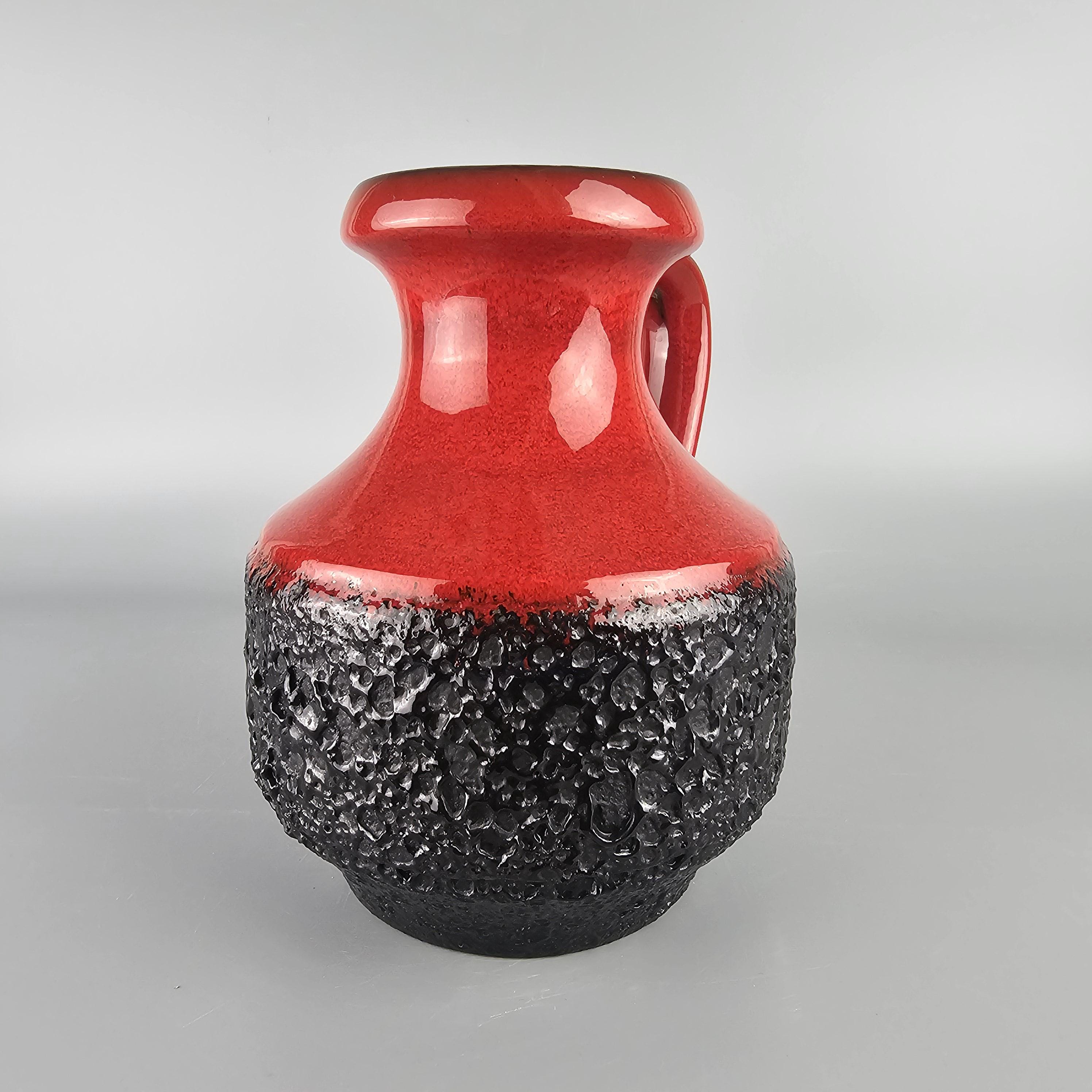 Vintage West German Fat Lava Vase. Jopeko, Red and Black. WGP