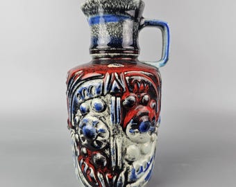 A West German Fat Lava Vase Made by Walter Becht. the Vase is Dark