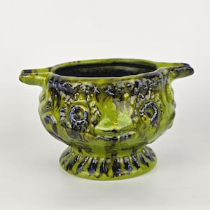 Vintage West German Fat Lava flowerpot / ashtray. Jasba, shape number 506011. Green and blue. WGP / MCM / 1960 / 1970.