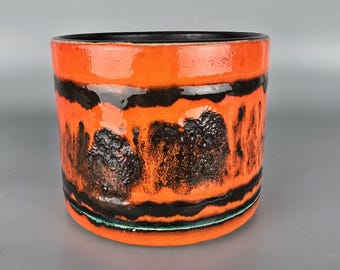 西ドイツ製ヴィンテージFat Lava植木鉢。Fohr、白、赤、黒。WGP/MCM