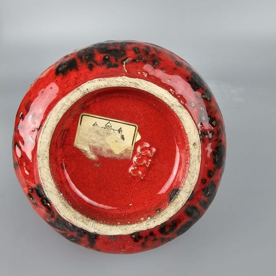 ビンテージの西ドイツの Fat Lava 花瓶。 Ruscha、フォーム番号333。赤