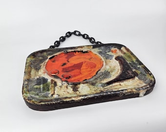 West German Fat Lava Wall Plate Made by Ruscha. Colors: Orange and