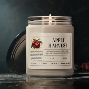 Apple Harvest Scented Soy Candle, Cozy Fall Decor, Gift for Her, Home Fragrance, Autumn Candle, Thanksgiving Gift
