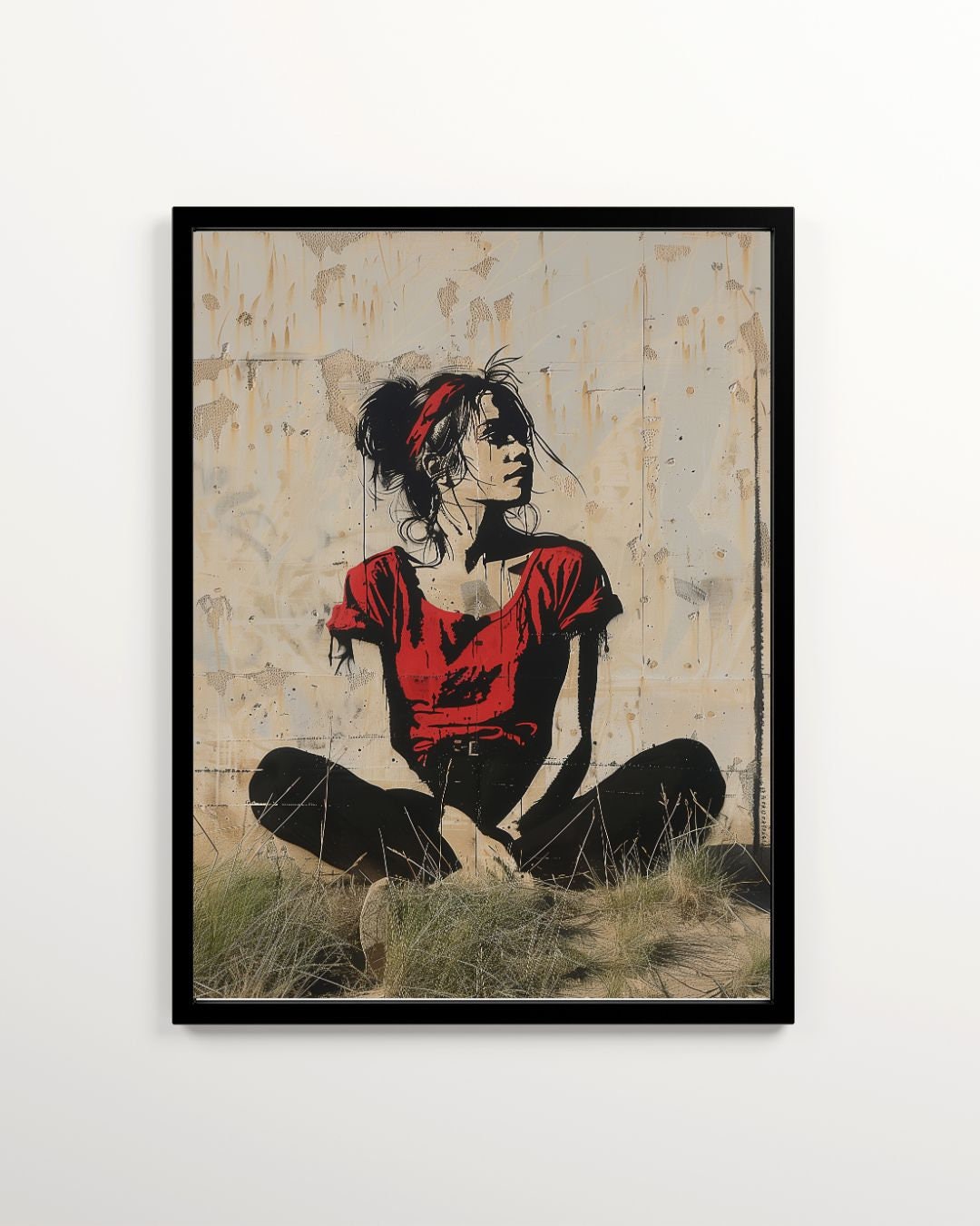 Canvas Wall Art, Graffiti Prints, Urban Girl Decor, Red Artwork, Modern ...